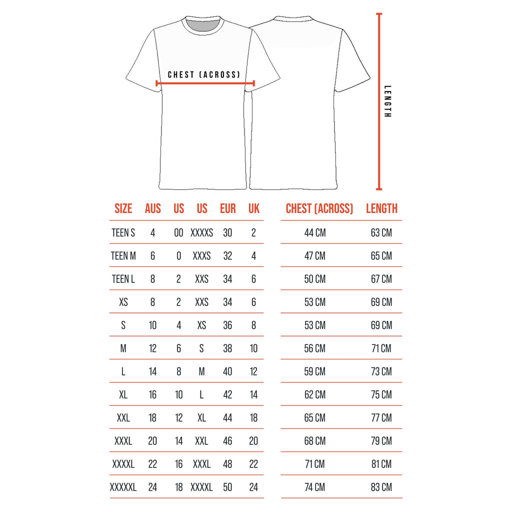 Size Guide - The Side Fastening T-Shirt - The Shapes United