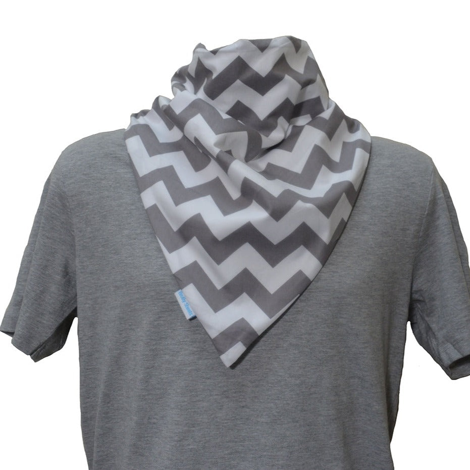 Waterproof Bandana Bib In Grey Chevron