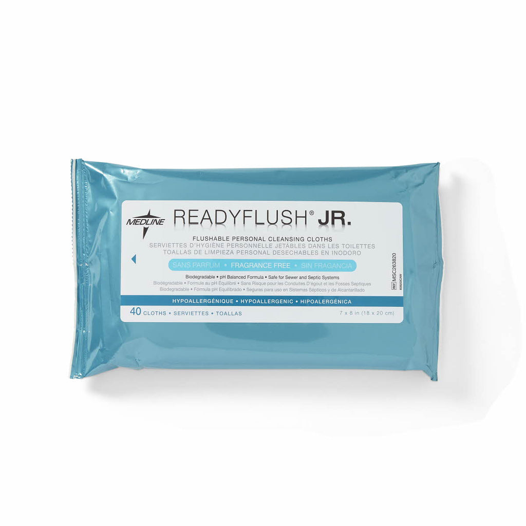 Medline® Readyflush Flushable Junior Fragrance Free Cleansing Cloths