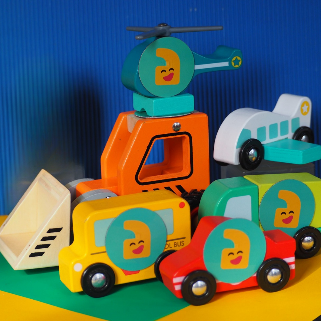 TalkiPlay Wooden Vehicle Set